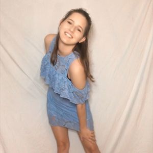 Off the shoulder, lace mini dress